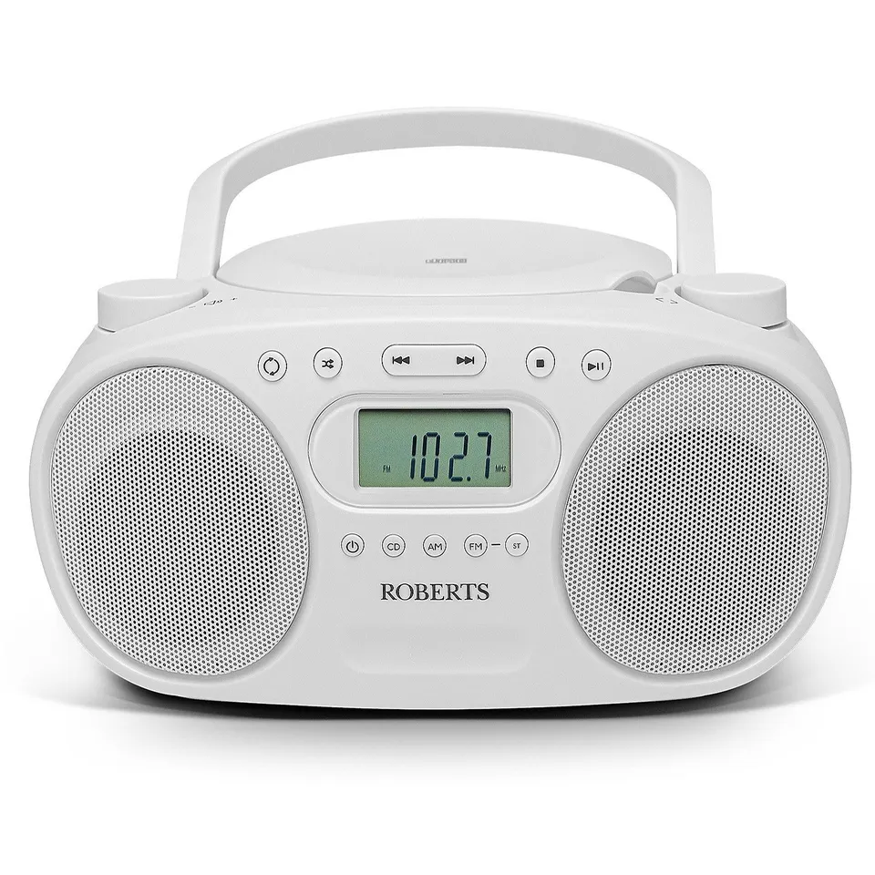 ROBERTS ZOOMBOX FM/AM RADIO WITH CD PLAYER WHITE