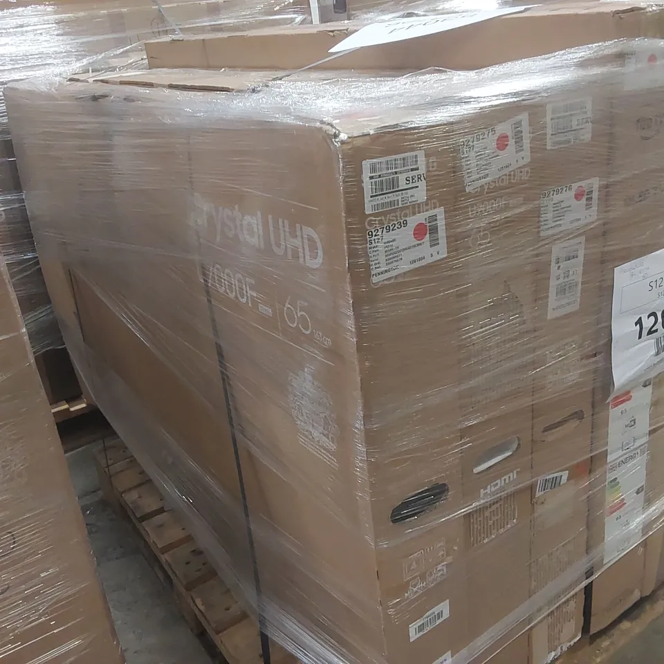 PALLET CONTAINING A LARGE QUANTITY OF ASSORTED DAMAGED TVs