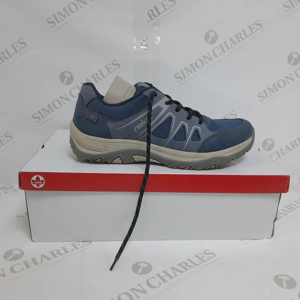 BOXED PAIR OF RIEKER WALKING SHOES IN NAVY SIZE 5