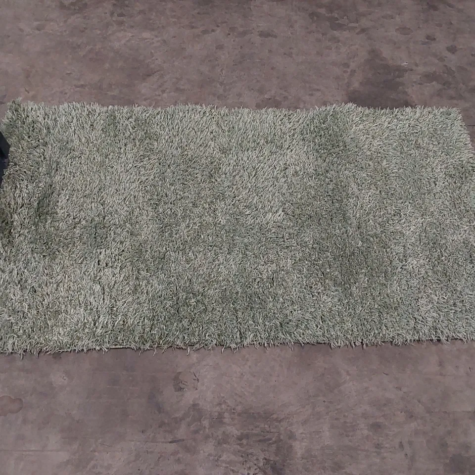 TRADITIONAL SHAGGY GREEN AREA RUG // 80 X 150CM