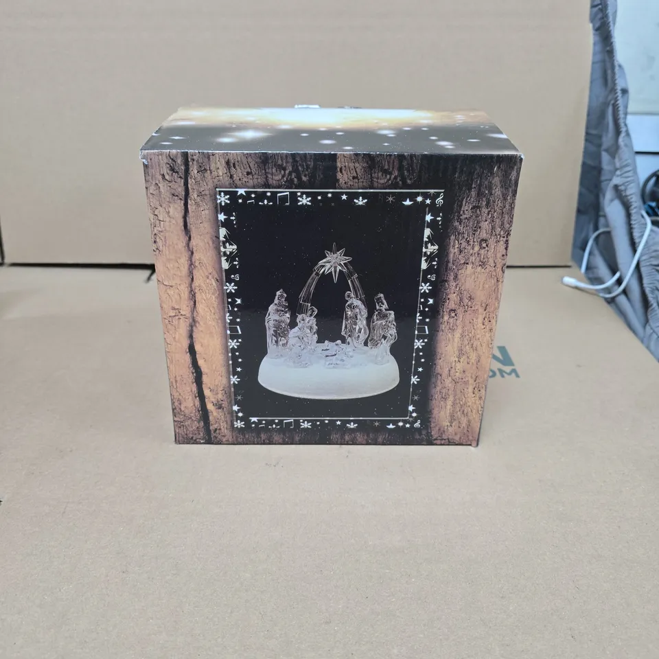 BOXED 20CM CHRISTMAS NATIVITY SCENE LED DECORATION 