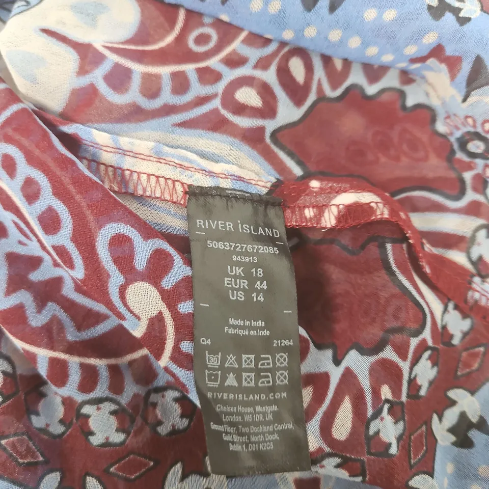 RIVER ISLAND WOMEN'S PAISLEY PRINT BLOUSE, UK 18