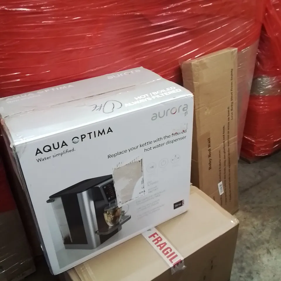 PALLET OF ASSORTED HOUSEHOLD GOODS AND PRODUCTS TO INCLUDE;HOT WATER DISPENSER MACHINE,CAT TREE,BED RAIL