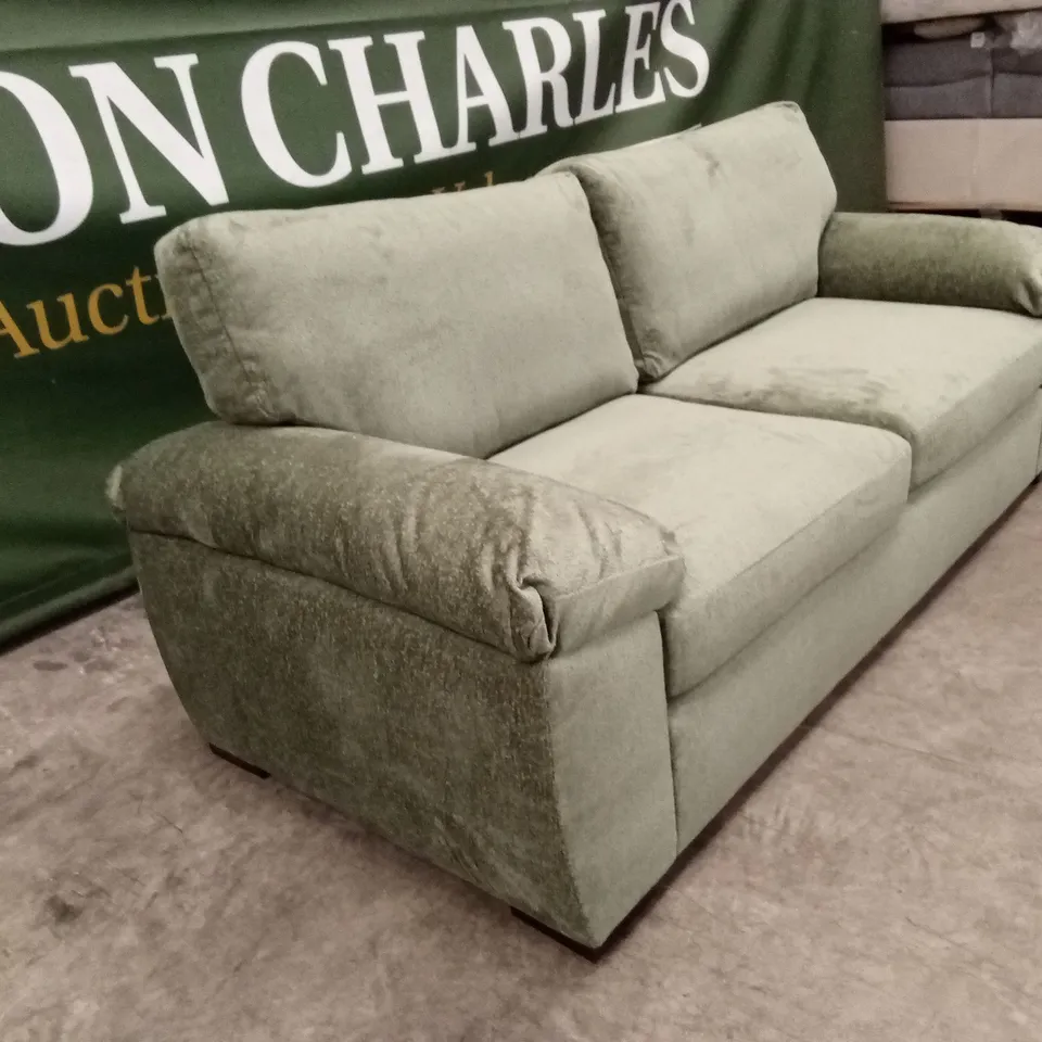 SALERNO STANDARD BACK 3 SEATER FABRIC SOFA - GREEN RRP £599