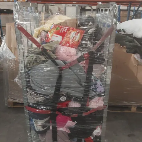 CAGE CONTAINING A VERY LARGE QUANTITY OF ASSORTED CLOTHING ECT // CAGE NOT INCLUDED