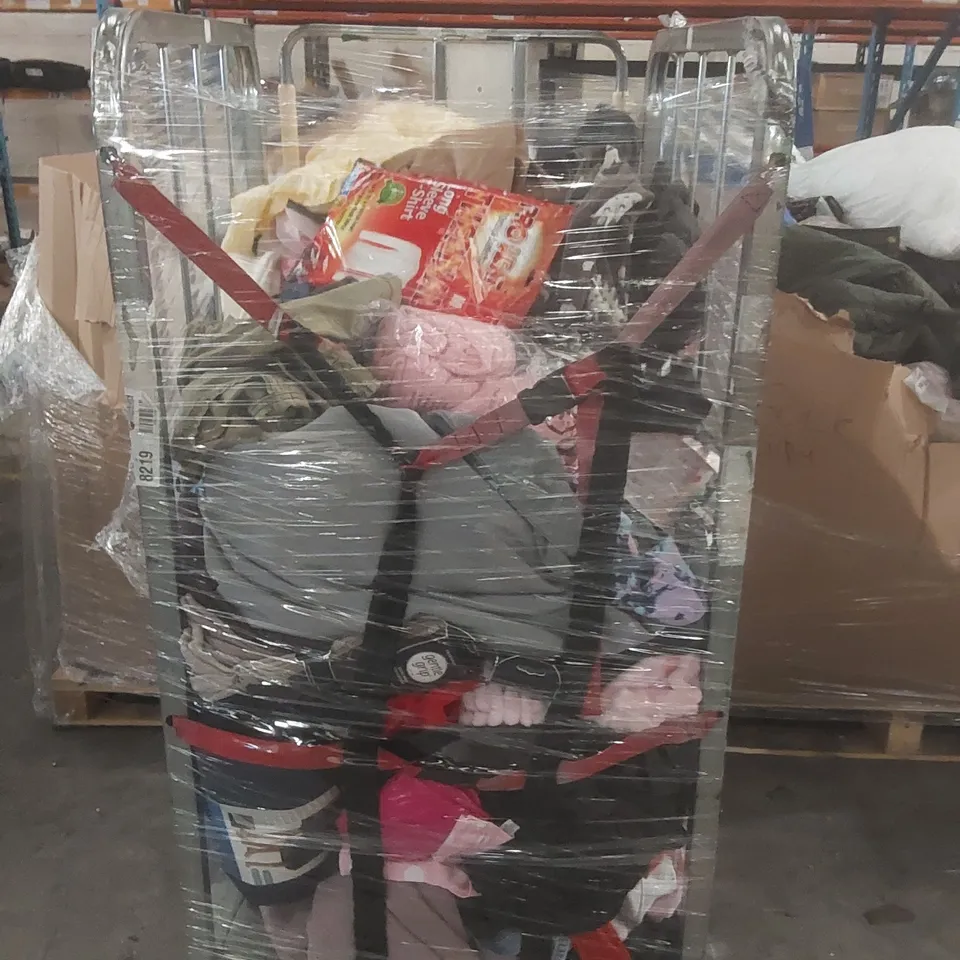 CAGE CONTAINING A VERY LARGE QUANTITY OF ASSORTED CLOTHING ECT // CAGE NOT INCLUDED
