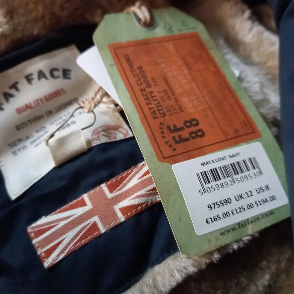 FATFACE MAYA COAT IN NAVY - UK 12