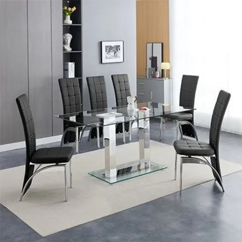 BRAND NEW BOXED JET LARGE CLEAR GLASS DINING TABLE - 160cm (3 BOXES)