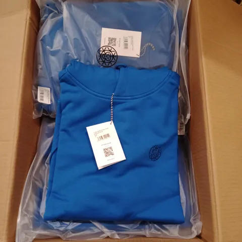BOX OF APPROXIMATELY 12X BRAND NEW BRASS MONKEY UNISEX HOODY- BLUE // SIZE: M