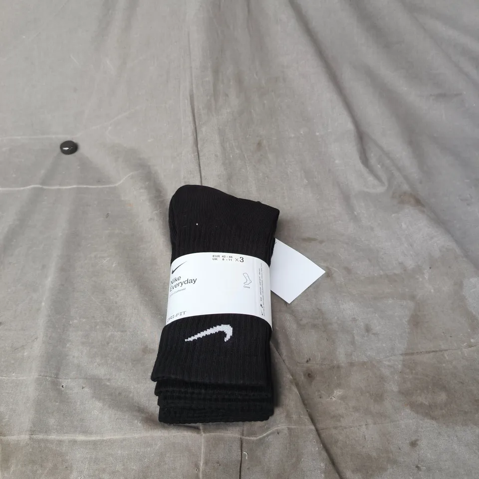 NIKE EVERYDAY BLACK 3 PACK SOCKS 8 - 11