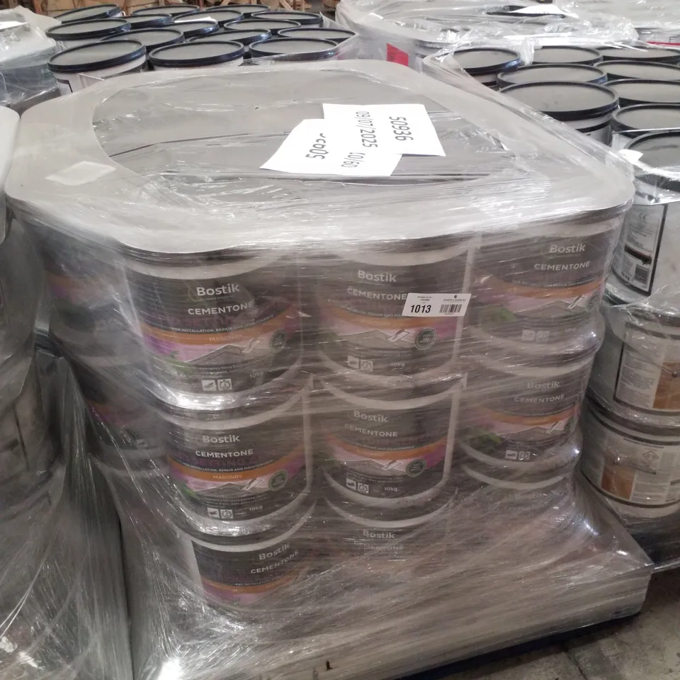 PALLET CONTAINING APPROXIMATELY 45 BUCKETS OF BOSTIK CEMENTONE RAPID SETTING WATERPROOF CEMENT 10KG