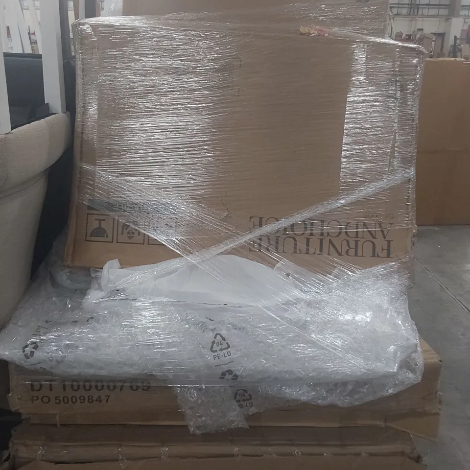 PALLET OF ASSORTED BOXED DINING TABLE PARTS