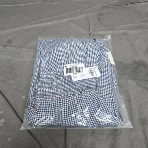 BAGGED HOLLISTER SHORT-SLEEVE OPEN-BACK MAXI DRESS IN NAVY BLUE CHECK - MEDIUM