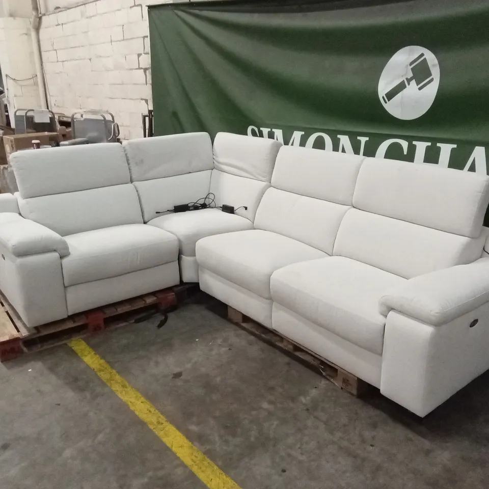 QUALITY DESIGNER ITALIAN MADE RICCARDO ELECTRIC RECLINER FABRIC CORNER SOFA - CASHMERE