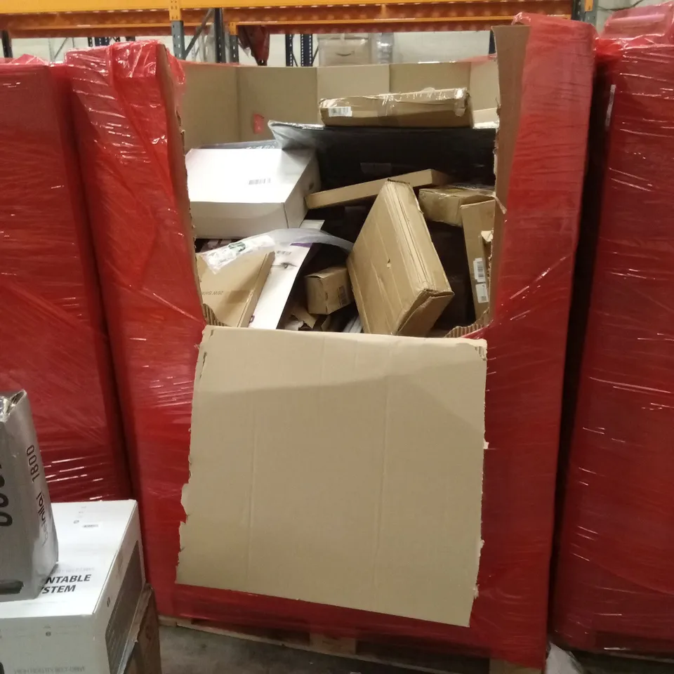 PALLET OF ASSORTED HOUSEHOLD GOODS AND PRODUCTS TO INCLUDE; TURNTABLE SYSTEMS, FOOT SPA, KIDS TRIKE, STANLEY TOOL BOX ETC