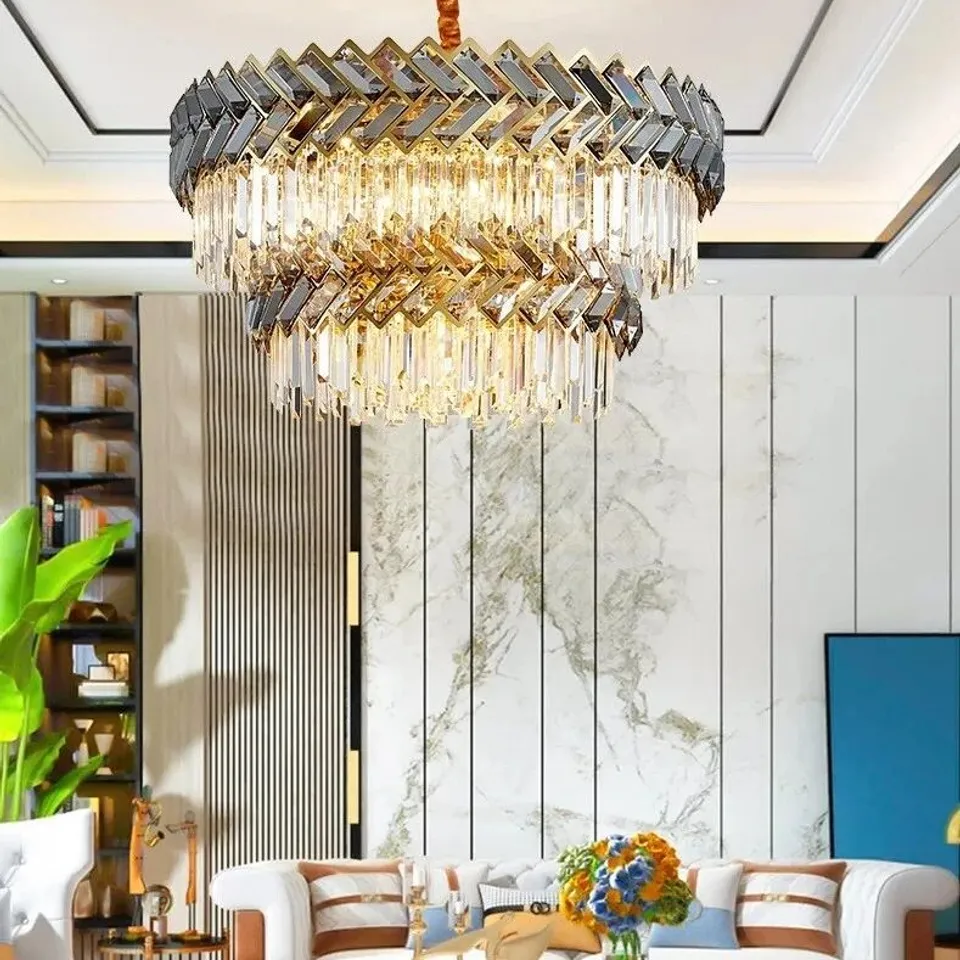 BOXED MOSSODOR HALO-CONTEMPORARY ROUND K9 CRYSTAL GLASS CHANDELIER - GOLD (1 BOX)