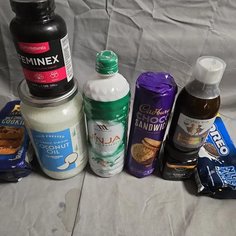 APPROXIMATELY 5 ASSORTED FOOD &DRINK ITEMS TO INCLUDE - COOKIES, BISCUITS AND COCONUT OIL  - COLLECTION ONLY