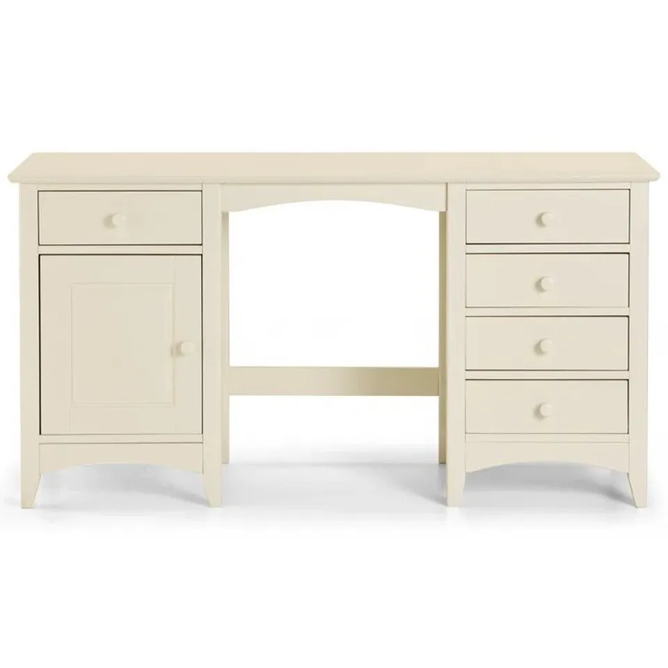 BOXED ATLANTA TWIN PEDESTAL DRESSING TABLE IN STONE WHITE (1 BOX)