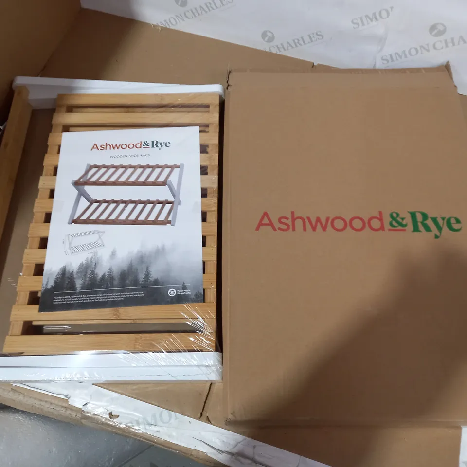 BOXED ASHWOOD & RYE WOODEN SHOE RACK