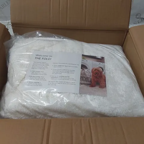 BOXED SOLID MACHINE WOVEN / POWER LOOMED OFF-WHITE RUG - 3 x 5'