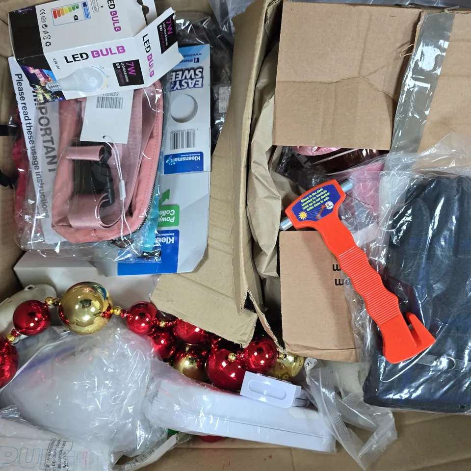 APPROXIMATELY 20 ASSORTED ITEMS TO INCLUDE LED BULB, MANBAG, FRIDGE DEODORISER, ETC