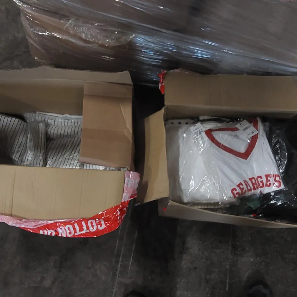 PALLET CONTAINING A LARGE QUANTITY OF BRAND NEW ASSORTED PRODUCTS INCLUDING: JEANS, SUIT TROUSERS, BIKINI BOTTOMS, T-SHIRTS, JUMPERS ECT