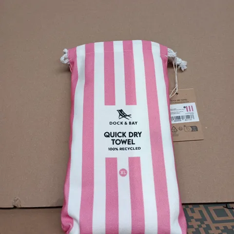 DOCK & BAY QUICK DRY TOWEL – PINK & WHITE STRIPE, 100% RECYCLED