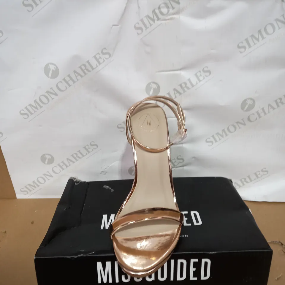 PAIR OF BOXED MISSGUIDED BASIC BARELY ROSE GOLD HIGH HEELS SIZE 7