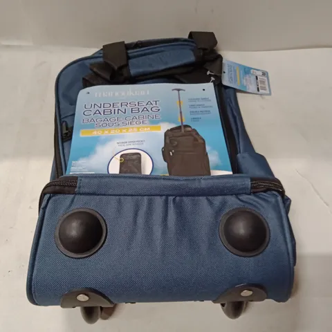 BLUE UNDERSEAT CABIN BAG WITH WHEELS