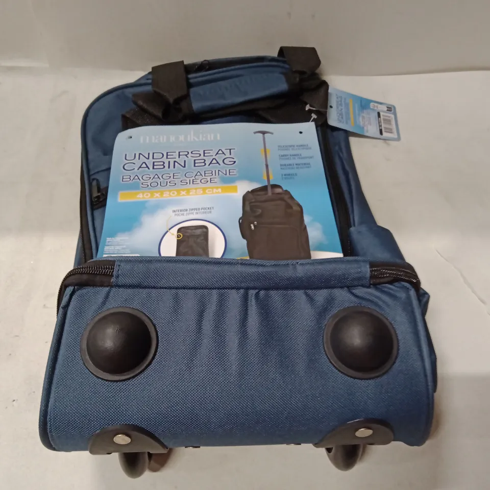 BLUE UNDERSEAT CABIN BAG WITH WHEELS