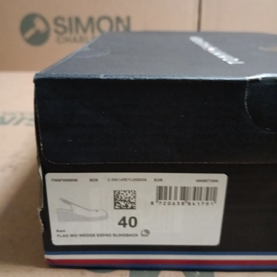TOMMY HILFIGER BLACK ESPADRILLE SLINGBACK WEDGE SANDALS – UK 6.5 (EU 40)