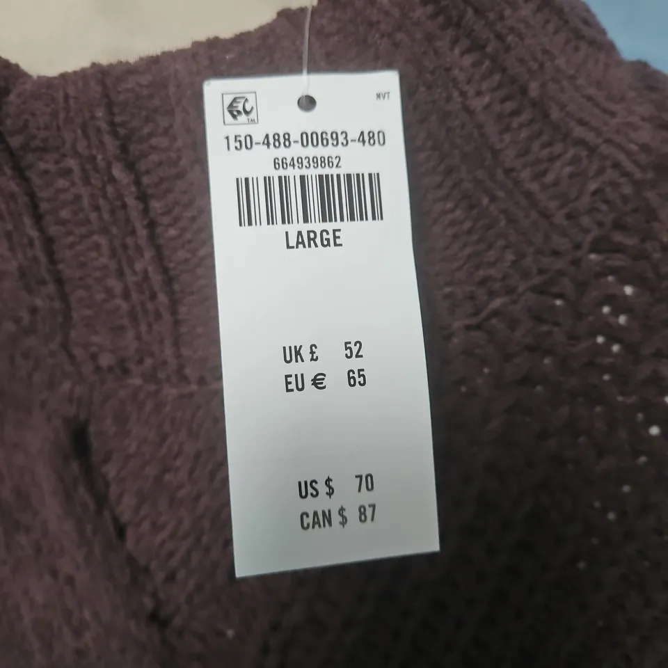 ABERCROMBIE & FITCH BROWN KNITTED JUMPER - LARGE