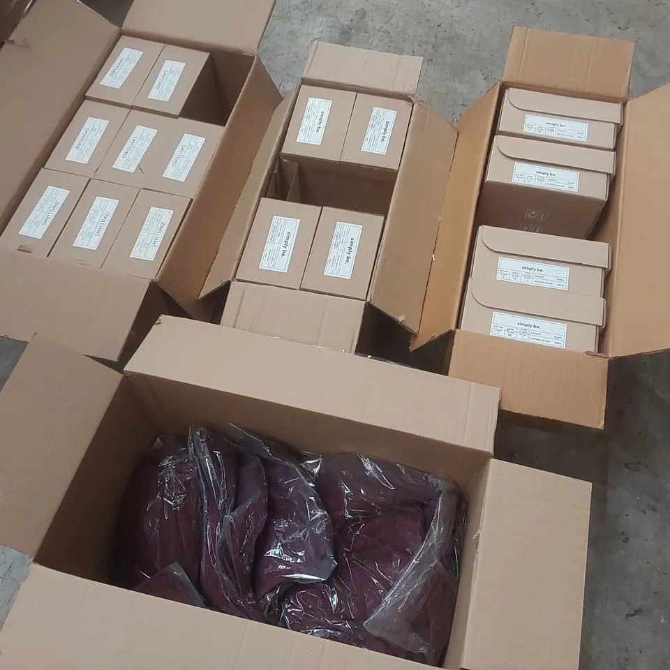 PALLET CONTAINING APPROXIMATELY 180x ASSORTED BRAND NEW DESIGNER SHOES AND CLOTHING ITEMS INCLUDING: JD WILLIAMS SHOES, SIMPLY BE SANDALS, JOANA HOPE JERSY DRESSES ECT