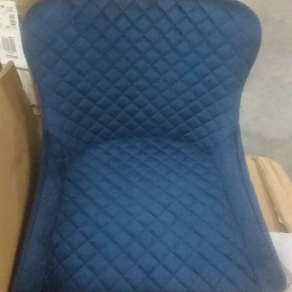 BOXD PAIR OF BLUE VELVET DINING CHAIRS