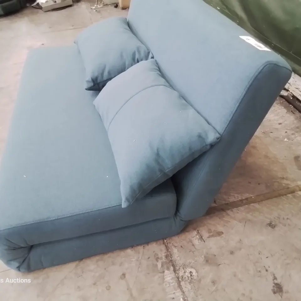 DESIGNER FOLD-OUT SOFA BED TURQUOISE FABRIC 