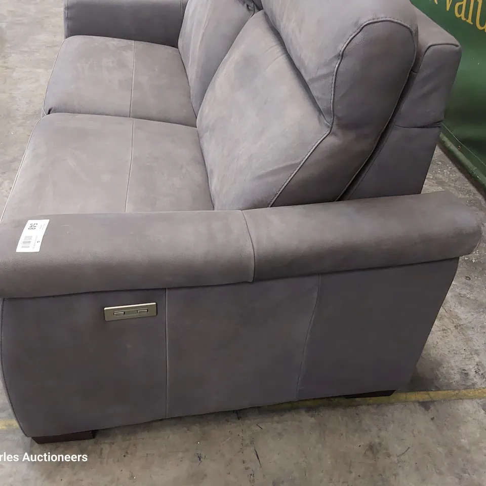 QUALITY ITALIAN DESIGNER ADRIANO POWER RECLINING TWO SEATER SOFA GREY SUEDE LEATHER 
