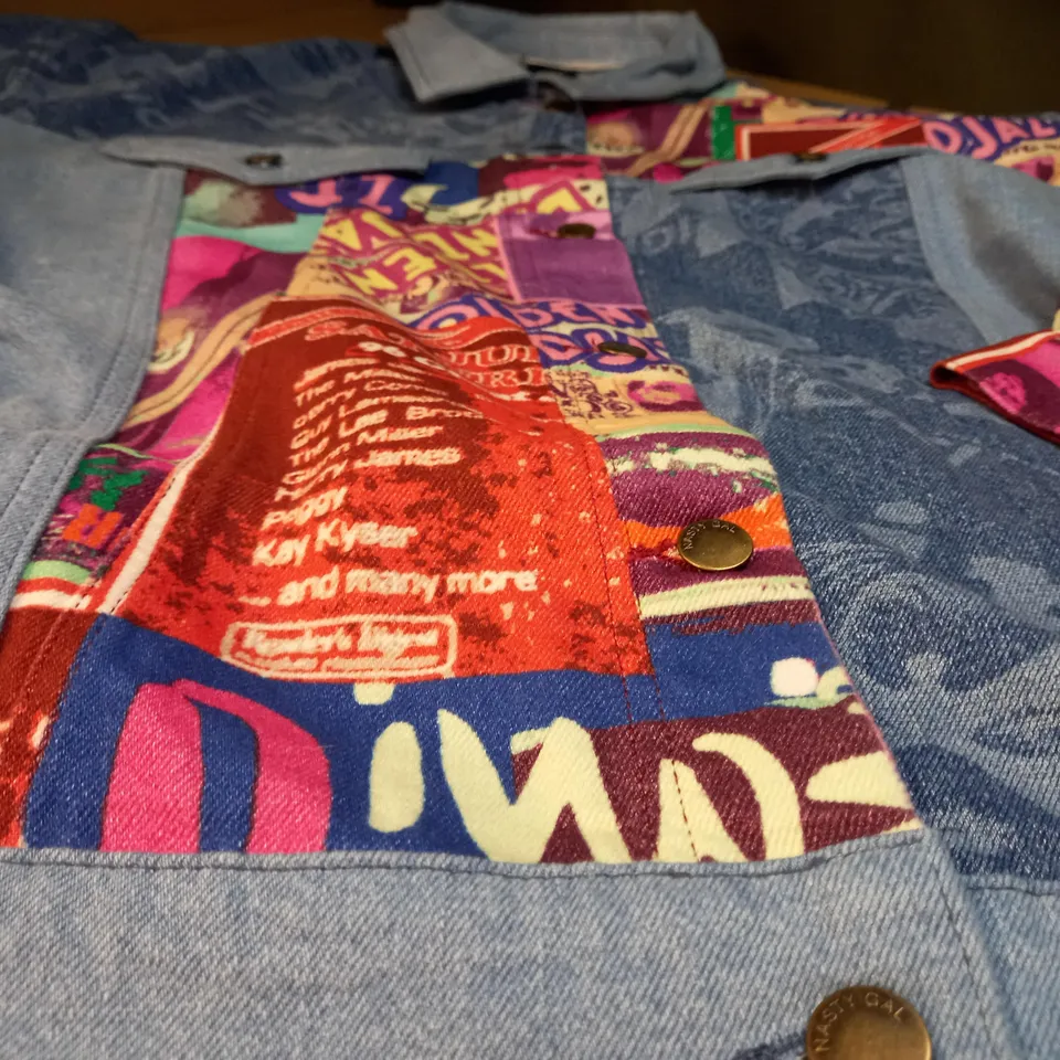 NASTY GAL MULTI DENIM OVERSIZED JAZZ PRINT JACKET - XL