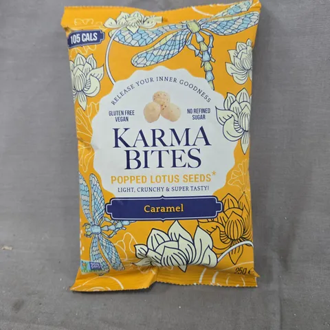 KARMA BITES POPPED LOTUS SEEDS (CARAMEL) - BOX OF APPROXIMATELY 10 PACKS