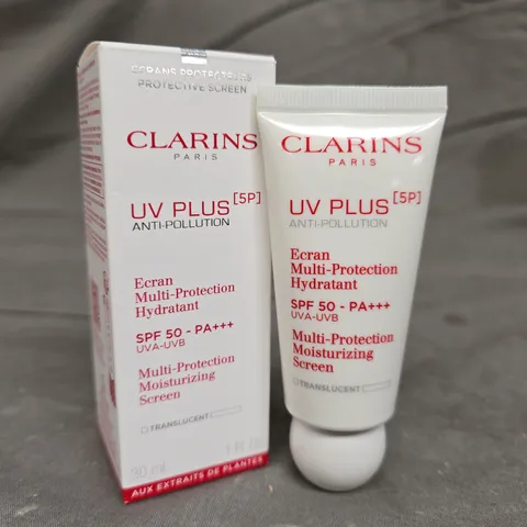 BOXED CLARINS UV PLUS ANTI-POLLUTION SPF50 SUNSCREEN 30ML