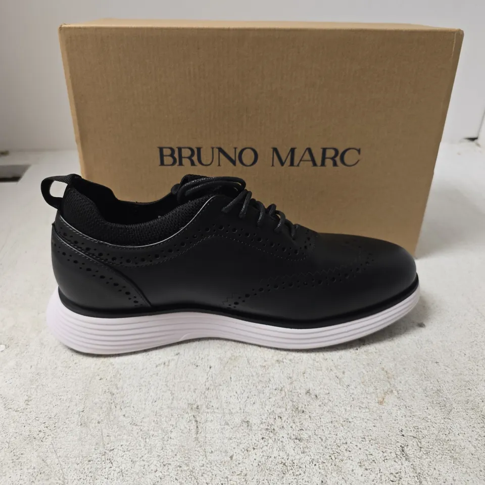 BRUNO MARC LEATHER SNEAKER – BLACK, UK 8 (EU 42) – BOXED