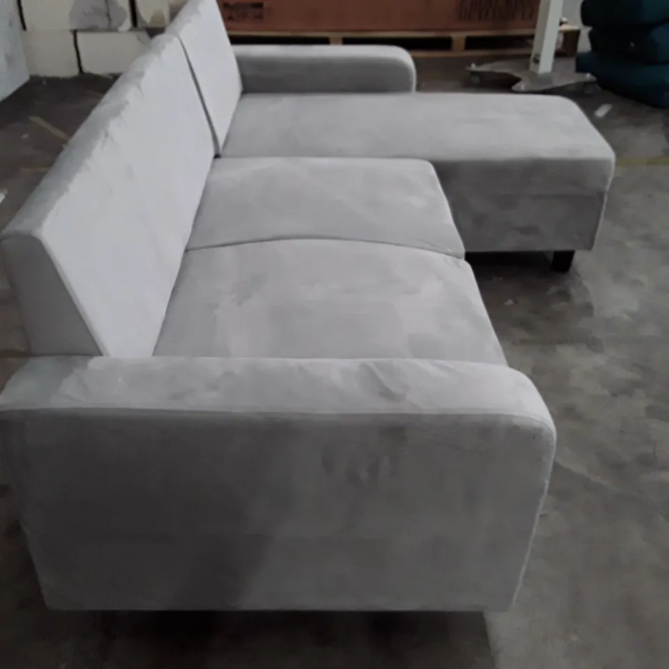QUALITY DESIGNER MITZI 2-PIECE VELVET SORNER SOFA - LIGHT GREY VELVET 