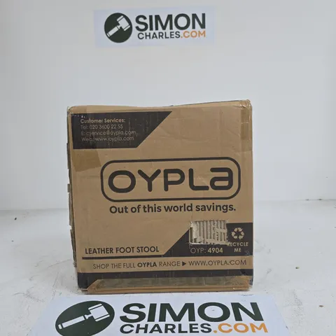 OYPLA LEATHER FOOT STOOL BOXED 