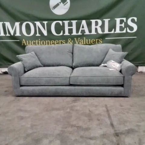 QUALITY DESIGNER ELIZA 3 SEATER GREY FABRIC UPHOLSTERED SOFA