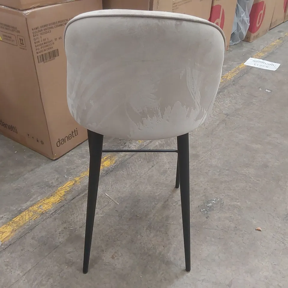 DANETTI LANI CHAMPAGNE VELVET BLACK METAL BAR STOOL - DAMAGED