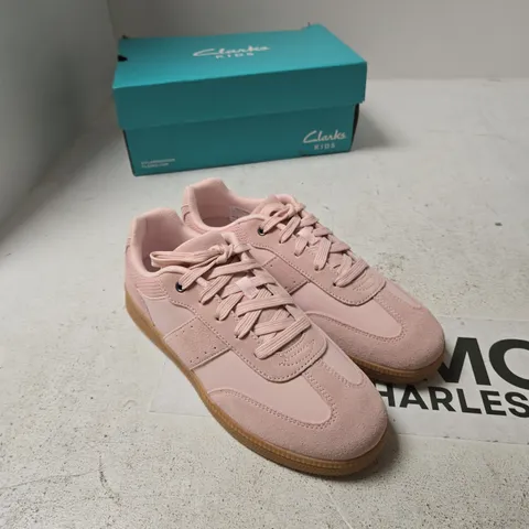 UK 5 CLARKS KIDS PINK SUEDE TRAINERS (EU 38)