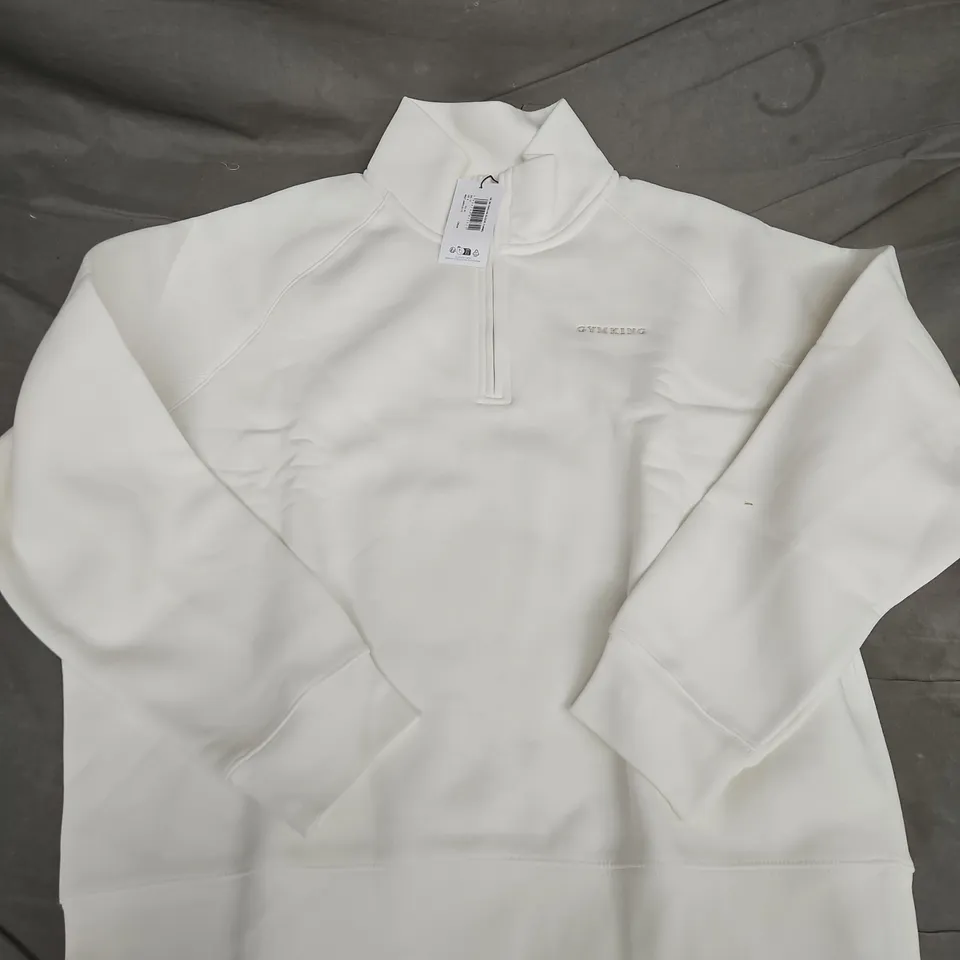 GYMKING 365 RAGLAN SLEEVE FUNNEL IN WHITE - UK 12