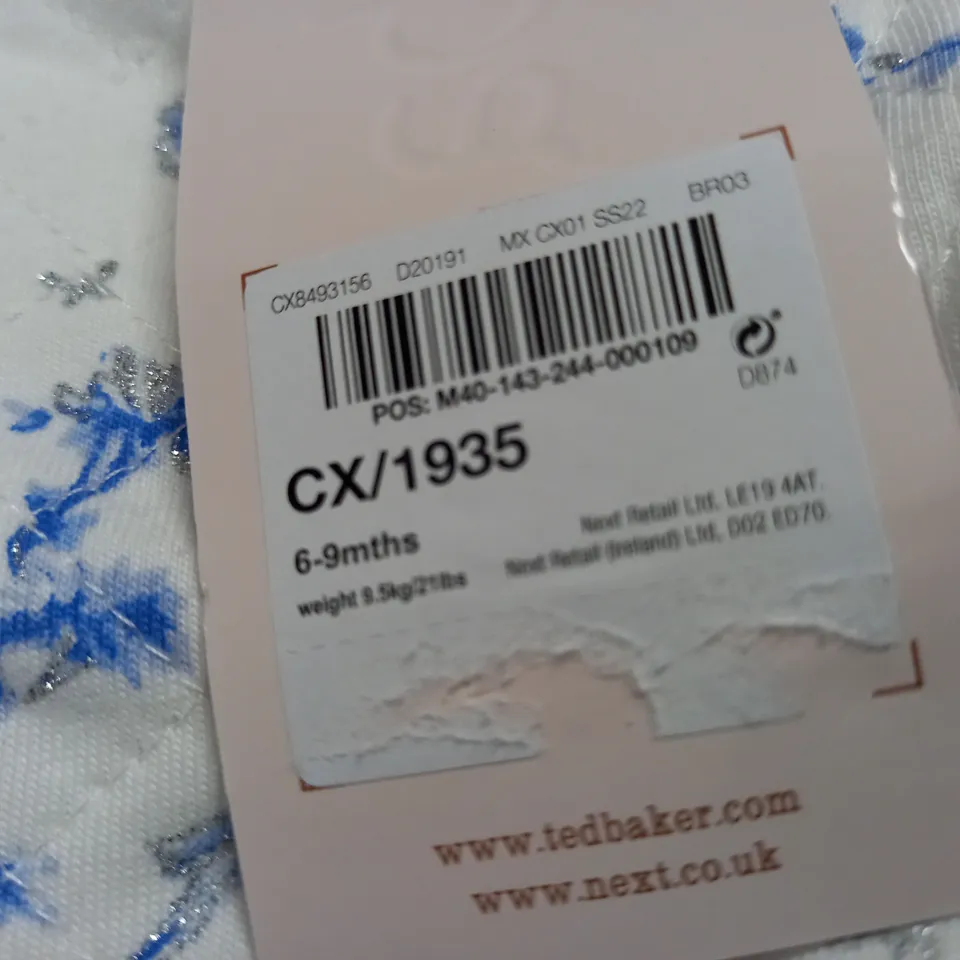 BAKER BY TED BAKER QUILTED BABY GROW - 6-9 MONTHS