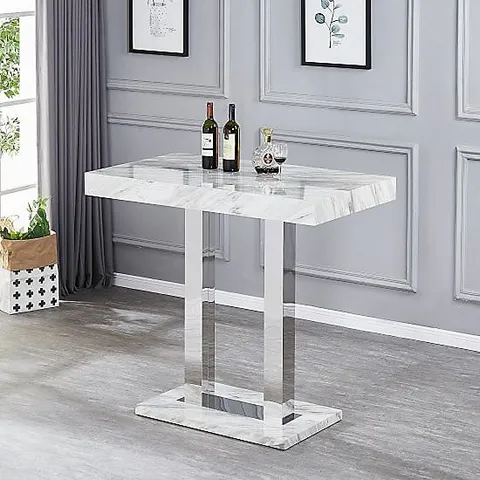 BOXED CAPRICE HIGH GLOSS BAR TABLE IN MAGNESIA MARBLE EFFECT (2 BOXES)
