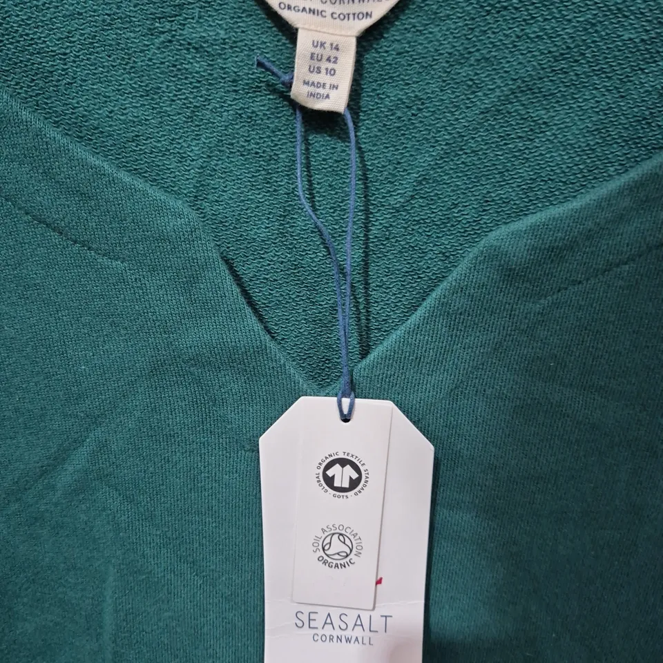 SEASALT CORNWALL ZORA TUNIC – WATSON GREEN – UK 14 (EU 42, US 10) – ORGANIC COTTON