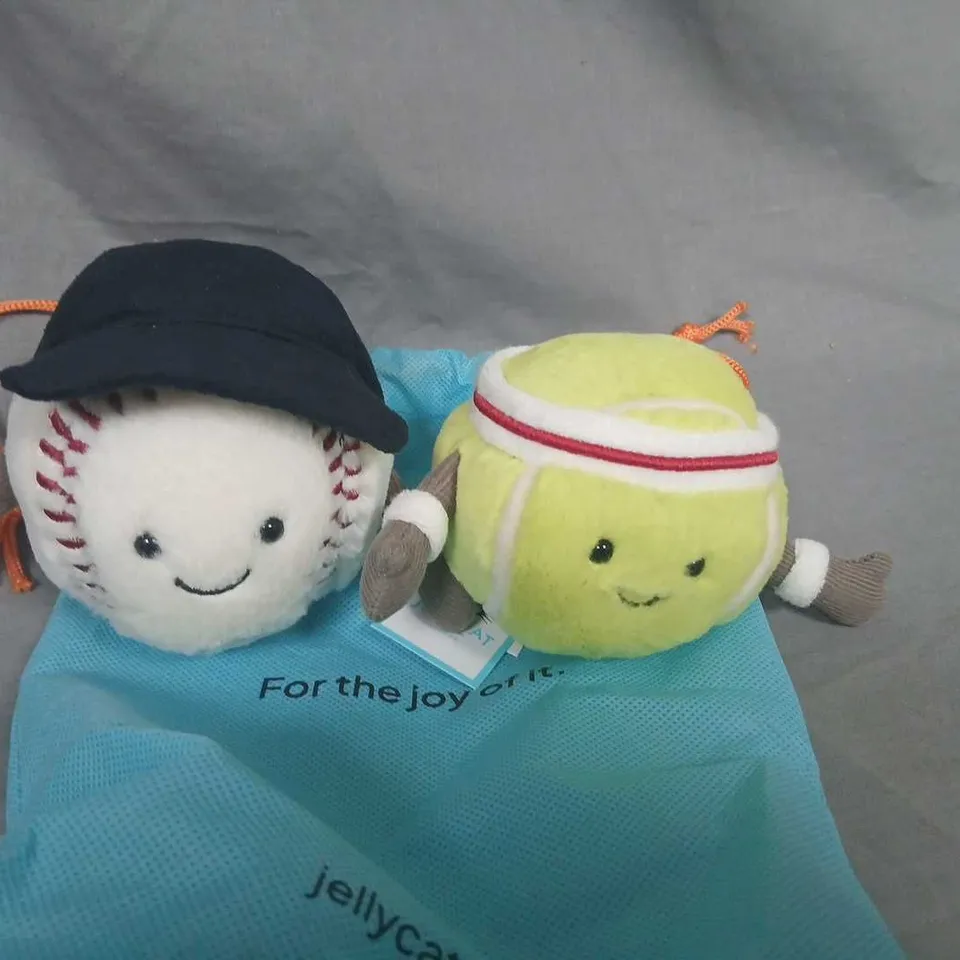 AMUSEABLES SPORTS BASEBALL & TENNIS BALL PLUSH SET BY JELLYCAT